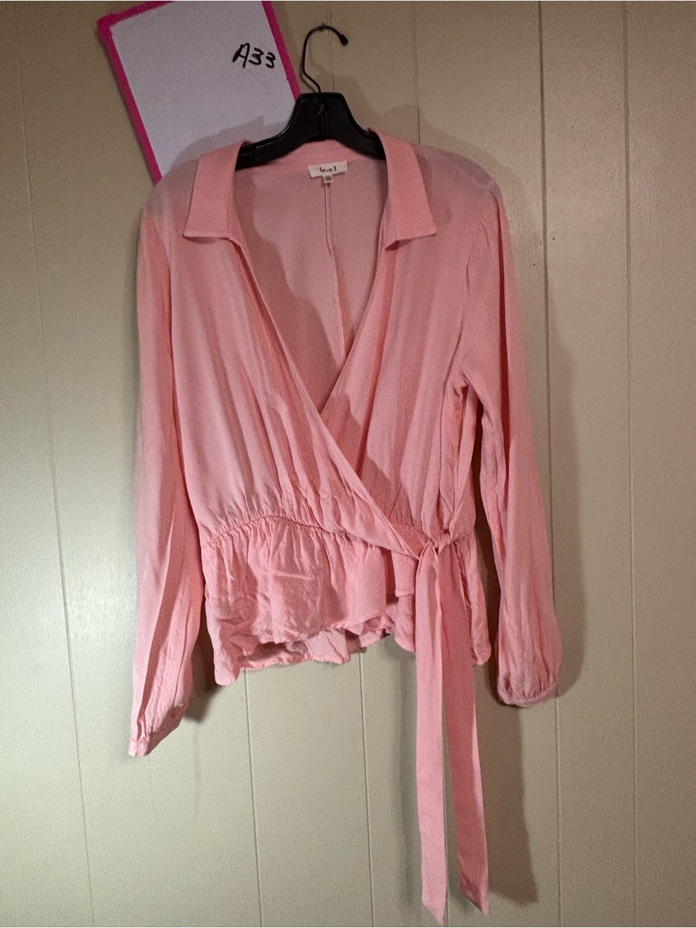 love J Pale Pink Wrap Blouse with Side Tie